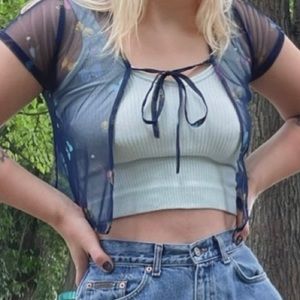 NWT Urban Outfitters Light Blue Ribbed Crop Tank